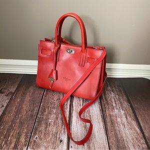 Red Boldrini Italian Leather Hand Bag Crossbody Bag Made in Italy